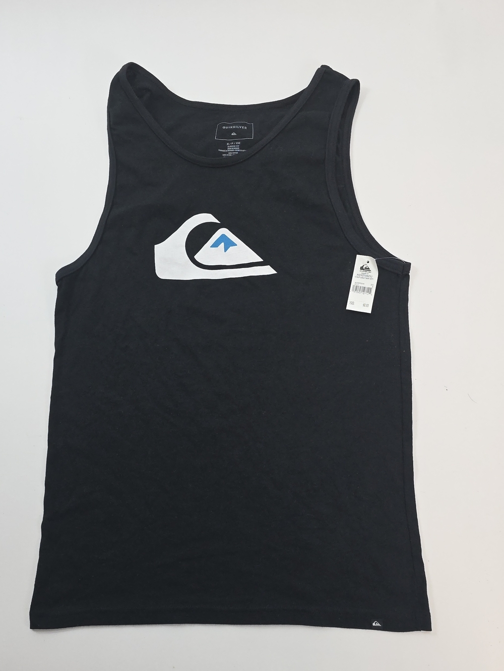 NWT Men's Quicksilver's Small Tank Top. "COMP LOGO TANK MT1. In Wht/Blk & Blue